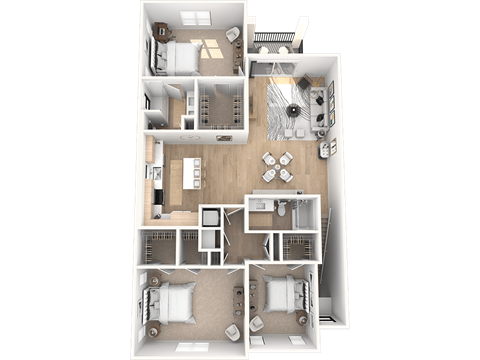 three bedroom two baths floorplan at Altis Santa Barbara, Naples, FL 34104